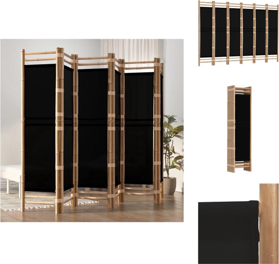 VidaXL Kamerscherm Kamerschermen Scheidingswand Ruimteverdeler Kamerscherm 6-panelen inklapbaar 240 cm bamboe en canvas - Foto 2