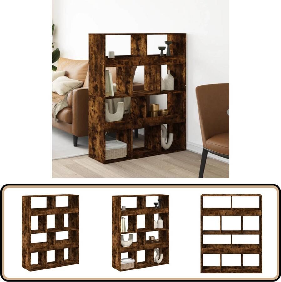 VidaXL Kamerscherm Gerookt Eiken 100x33x125 5 cm Kamerscherm Kamerschermen Scheidingswand Kamerverdeler