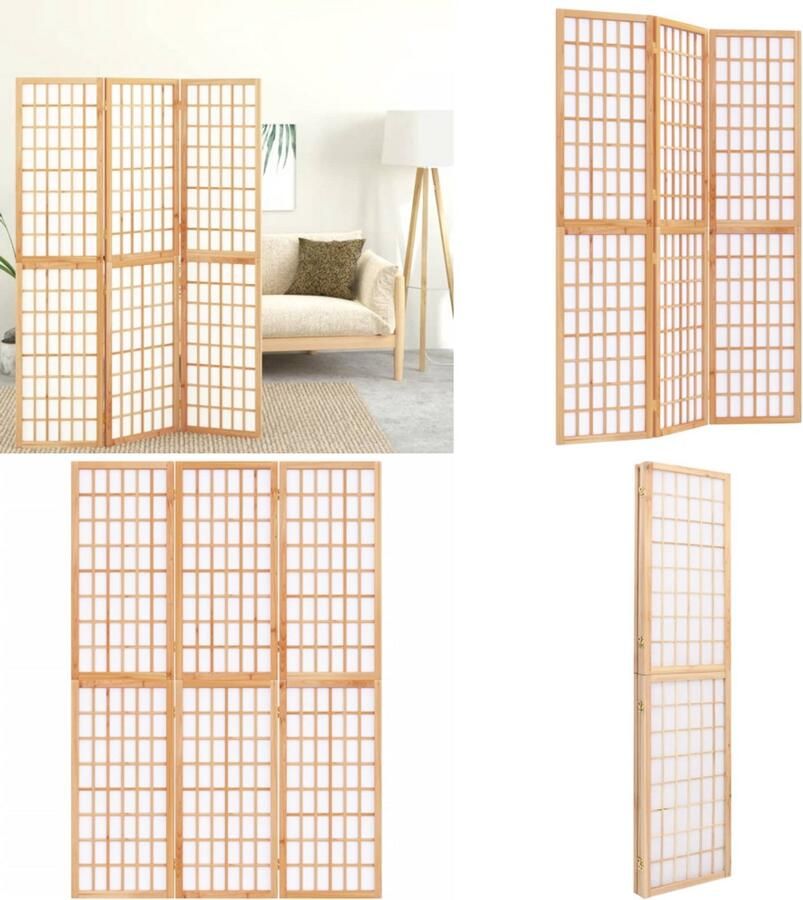 VidaXL Kamerscherm inklapbaar 3 panelen Japanse stijl 120x170 cm Kamerscherm Kamerschermen Privacyscherm Ruimteverdelingsscherm