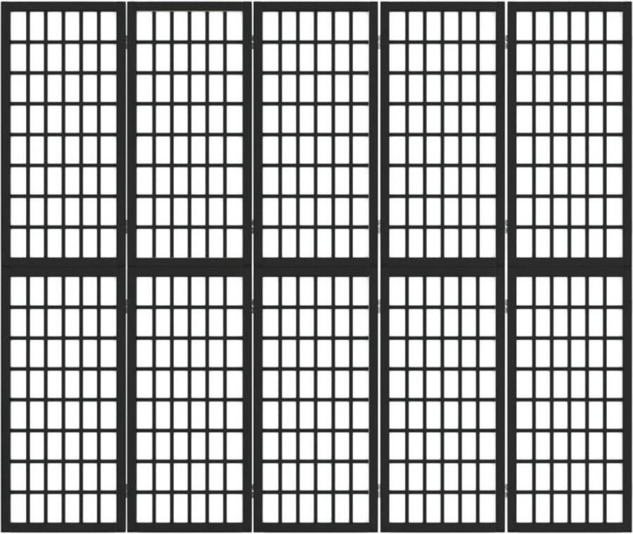 VidaXL -Kamerscherm-inklapbaar-5-panelen-Japanse-stijl-200x170-cm-zwart - Foto 3