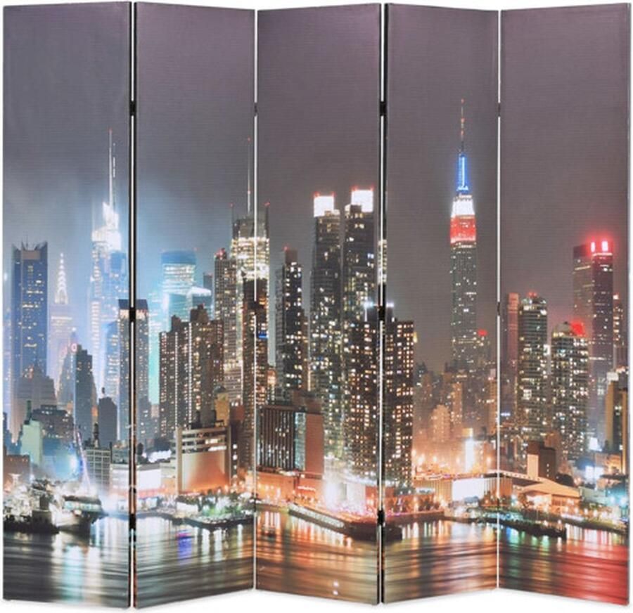 VidaXL -Kamerscherm-inklapbaar-New-York-bij-nacht-200x170-cm