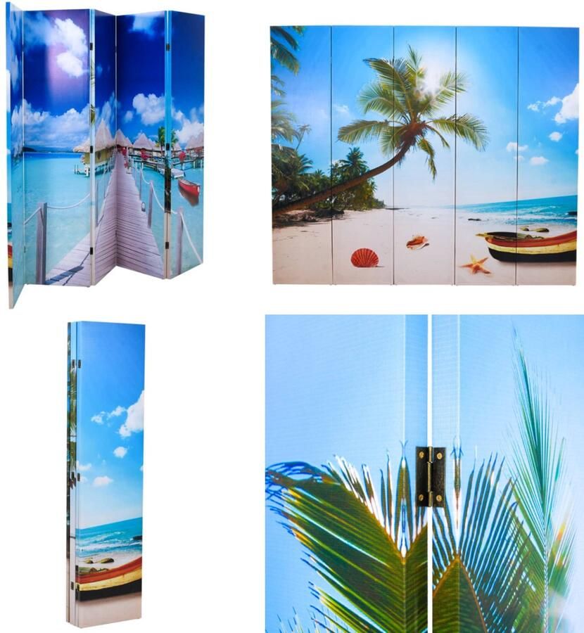 VidaXL Kamerscherm inklapbaar strand 200x170 cm Scheidingswand Scheidingswanden Ruimteverdeler Ruimteverdelers
