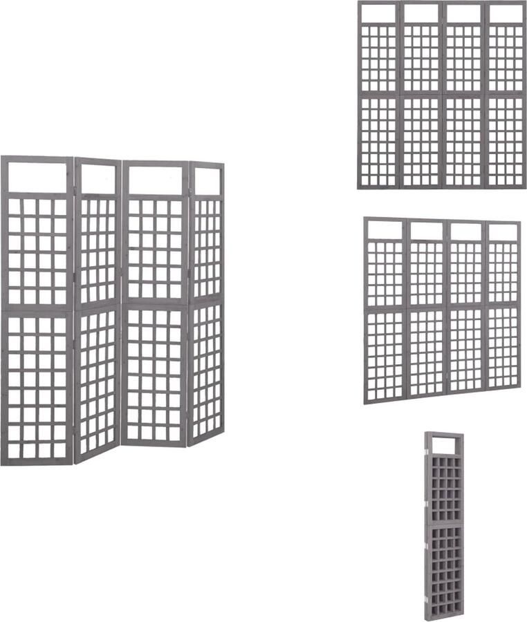 VidaXL Kamerscherm Kamerschermen Kamer Scherm Kamer Schermen Kamerscherm trellis met 4 panelen161x180 cm vurenhout grijs