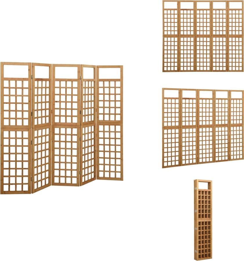 VidaXL Kamerscherm Kamerschermen Kamer Scherm Kamer Schermen Kamerscherm trellis met 5 panelen 201-5x180 cm vurenhout