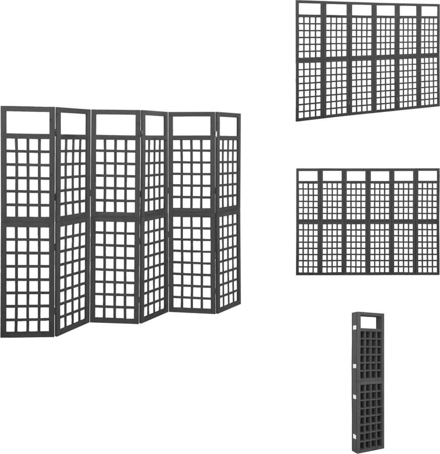 VidaXL Kamerscherm Kamerschermen Kamer Scherm Kamer Schermen Kamerscherm trellis met 6 panelen 242-5x180 cm vurenhout zwart