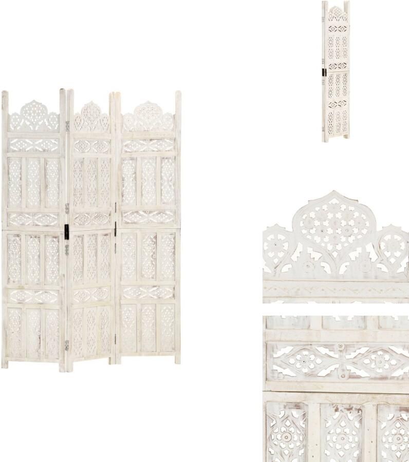 The Living Store Kamerscherm Privacyscherm 120 x 165 cm Handgesneden Klassieke stijl Kamerscherm Privacyscherm Wandafscheiding Houten Scherm Vintage Decor - Foto 2