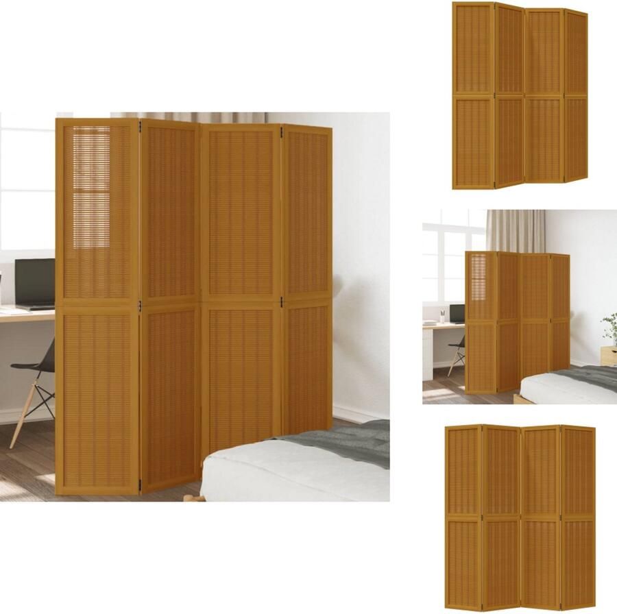 VidaXL Kamerscherm Kamerschermen Privacy Scherm Privacyscherm Kamerscherm met 4 panelen massief paulowniahout bruin