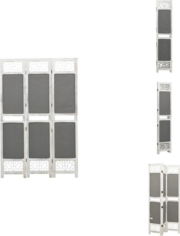 VidaXL Kamerscherm Kamerschermen Privacyscherm Klapscherm Kamerscherm met 3 panelen 105x165 cm stof grijs