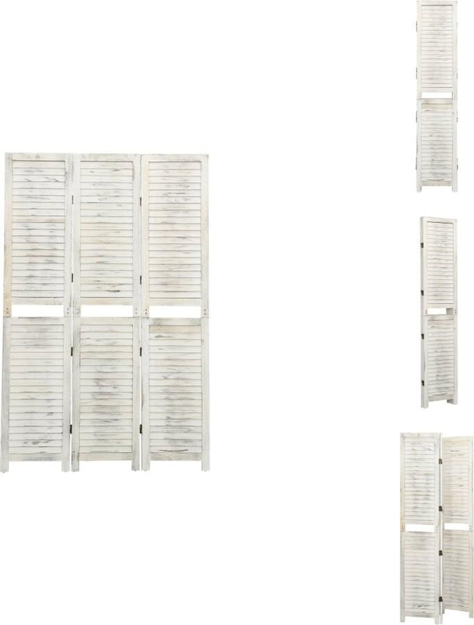 VidaXL Kamerscherm Kamerschermen Privacyscherm Klapscherm Kamerscherm met 3 panelen 105x165 cm hout antiekwit
