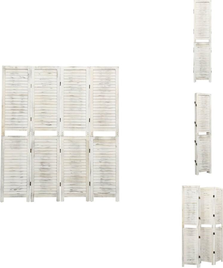 VidaXL Kamerscherm Kamerschermen Privacyscherm Klapscherm Kamerscherm met 4 panelen 140x165 cm hout crèmekleurig