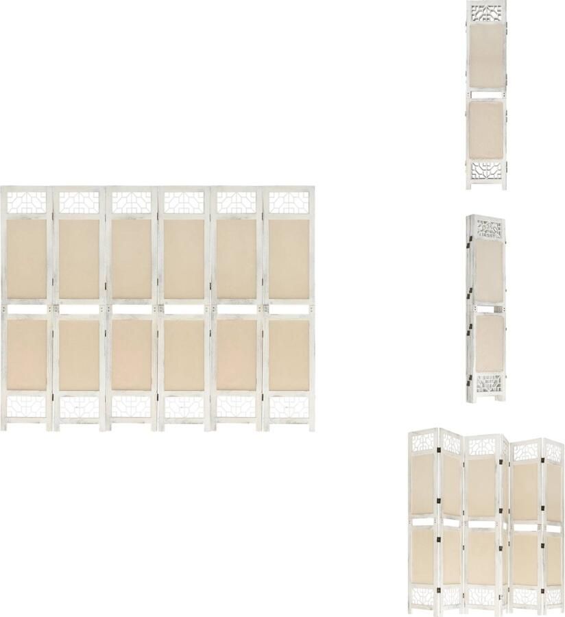 VidaXL Kamerscherm Kamerschermen Privacyscherm Klapscherm Kamerscherm met 6 panelen 210x165 cm stof crèmekleurig