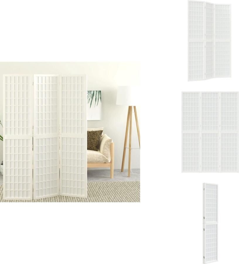 VidaXL Kamerscherm Kamerschermen Privacyscherm Ruimteverdelingsscherm Kamerscherm inklapbaar 3 panelen Japanse stijl 120x170 cm wit