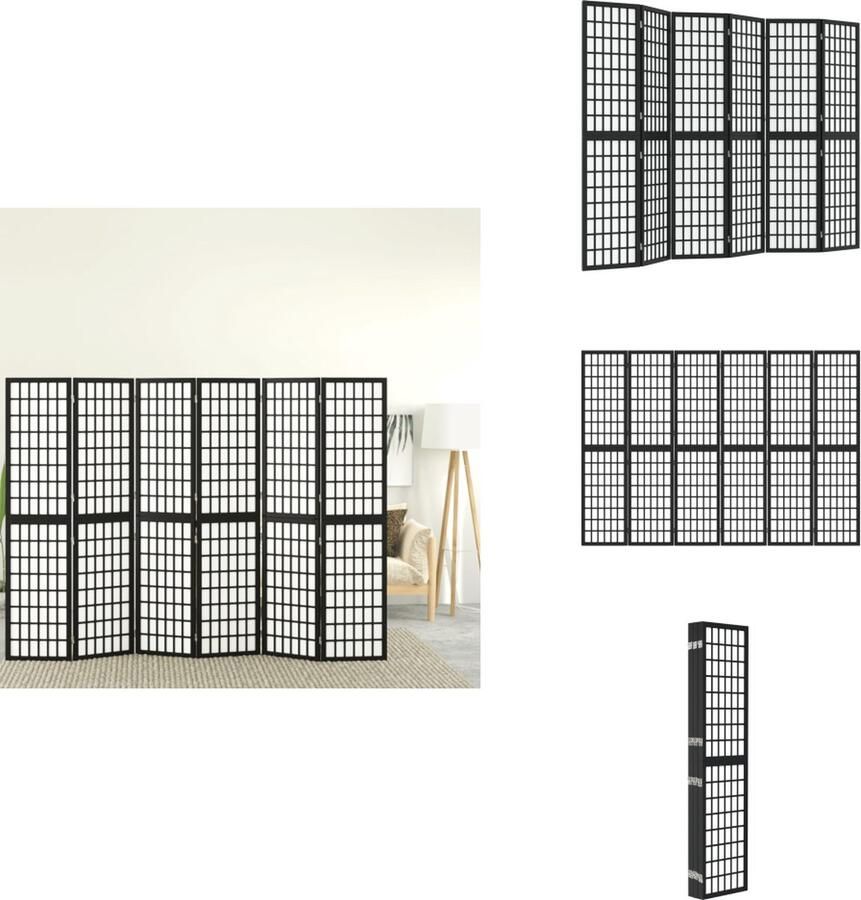 VidaXL Kamerscherm Kamerschermen Privacyscherm Ruimteverdelingsscherm Kamerscherm inklapbaar 6 panelen Japanse stijl 240x170 cm zwart