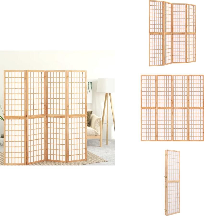VidaXL Kamerscherm Kamerschermen Privacyscherm Ruimteverdelingsscherm Kamerscherm inklapbaar 4 panelen Japanse stijl 160x170 cm