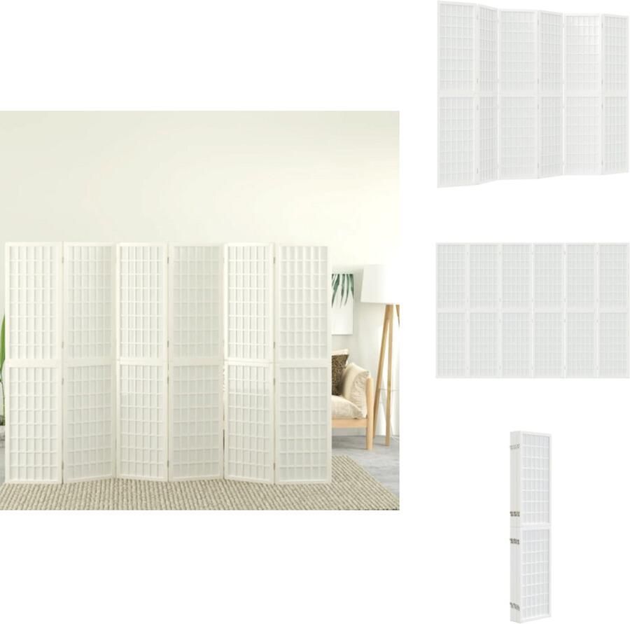 VidaXL Kamerscherm Kamerschermen Privacyscherm Ruimteverdelingsscherm Kamerscherm inklapbaar 6 panelen Japanse stijl 240x170 cm wit