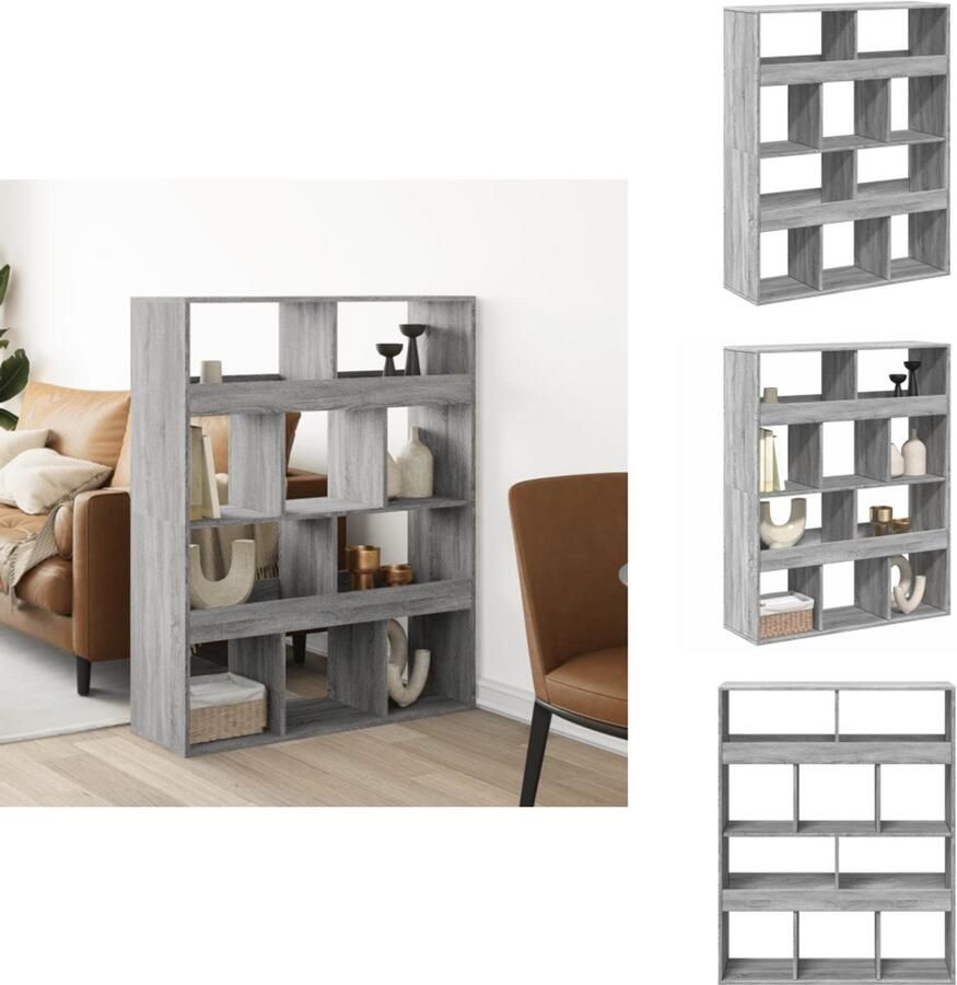 VidaXL Kamerscherm Kamerschermen Scheidingswand Kamerverdeler kamerscherm 100x33x125 5 cm bewerkt hout grijs sonoma eiken
