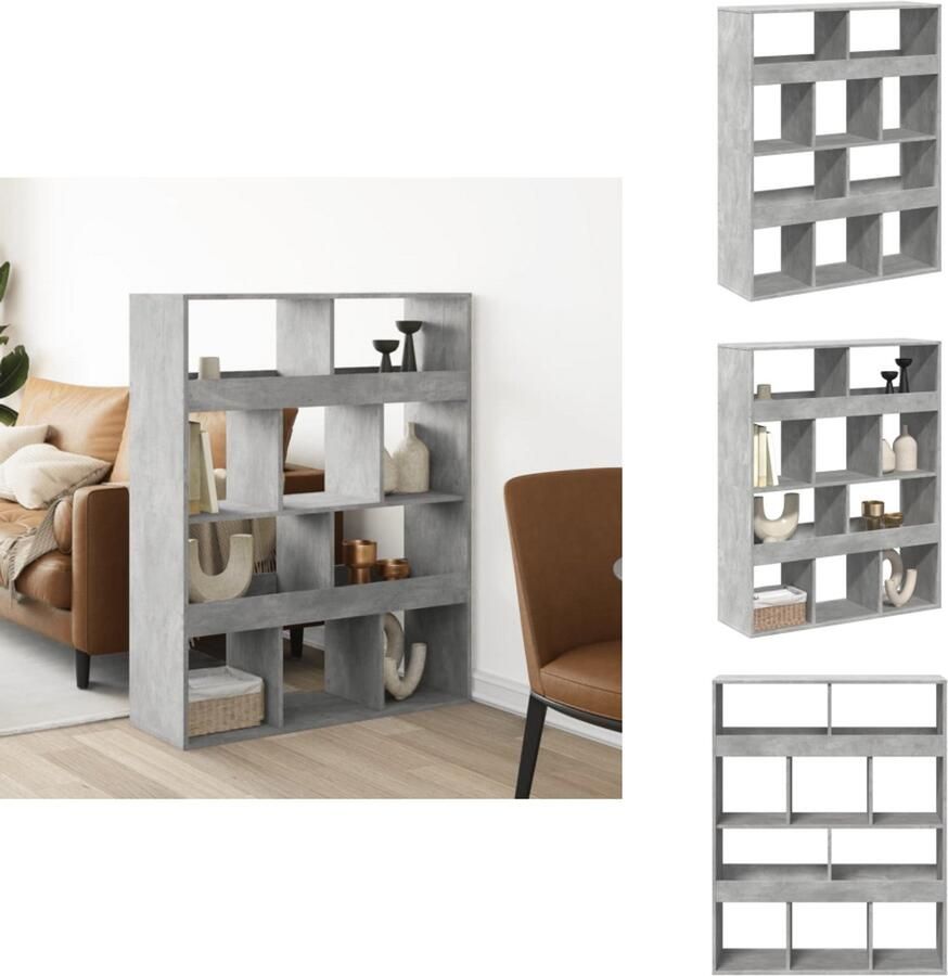 VidaXL Kamerscherm Kamerschermen Scheidingswand Kamerverdeler kamerscherm 100x33x125 5 cm bewerkt hout betongrijs - Foto 2