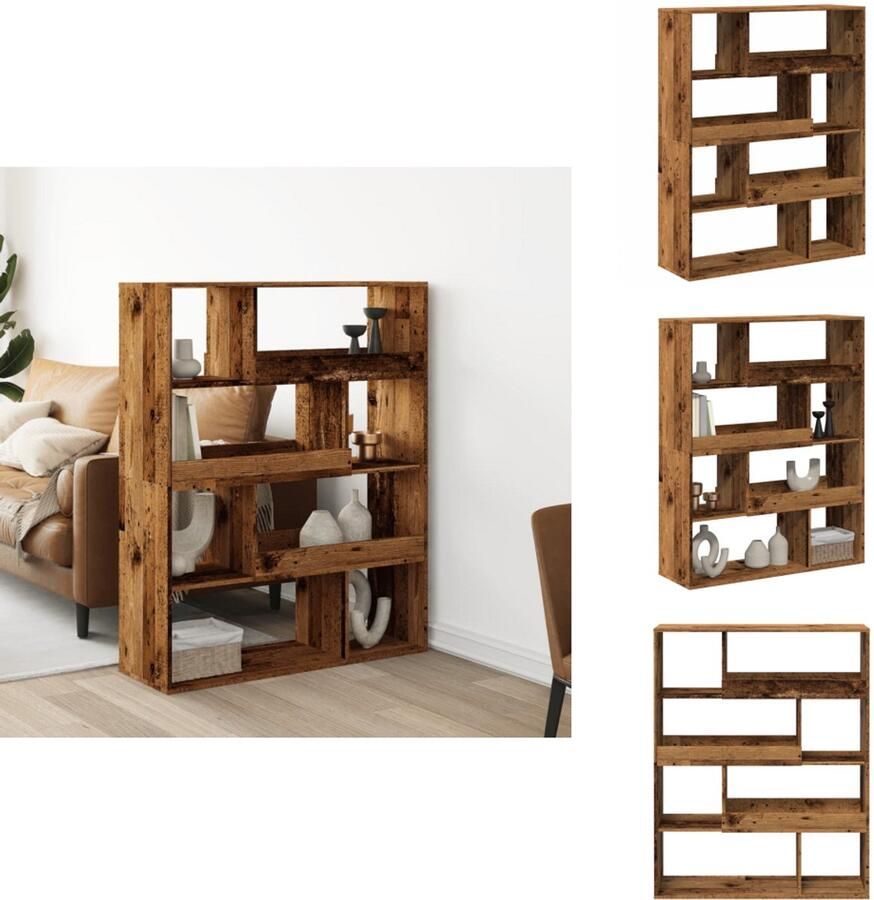VidaXL Kamerscherm Kamerschermen Scheidingswand Kamerverdeler Kamerscherm 100x33x125 5 cm bewerkt hout oud houtkleurig