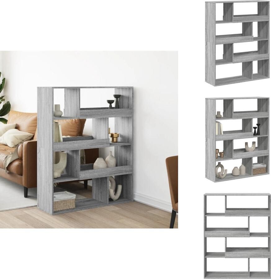 VidaXL Kamerscherm Kamerschermen Scheidingswand Kamerverdeler kamerscherm 100x33x125 5 cm bewerkt hout grijs sonoma eiken - Foto 2