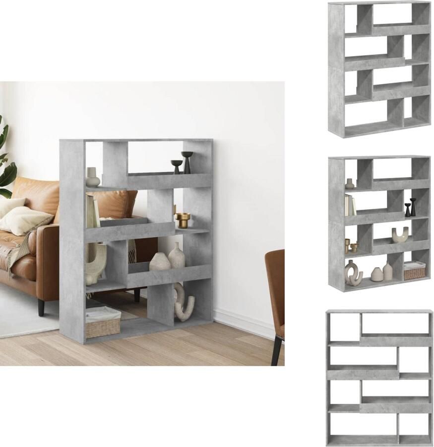 VidaXL Kamerscherm Kamerschermen Scheidingswand Kamerverdeler kamerscherm 100x33x125 5 cm bewerkt hout betongrijs