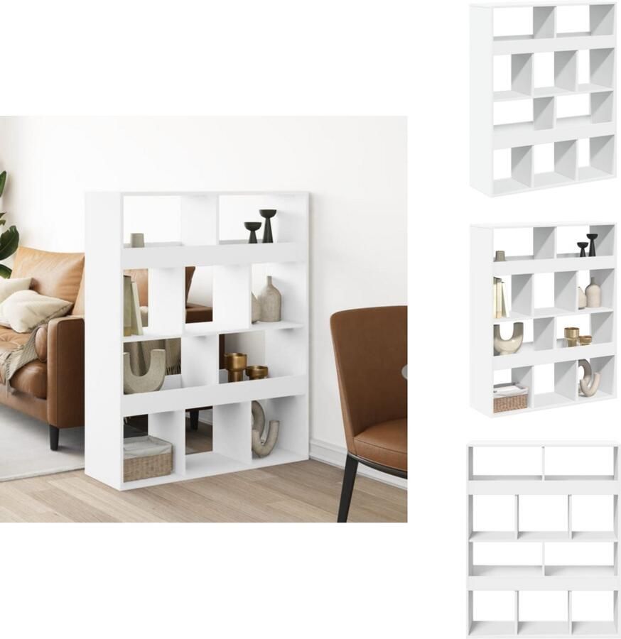 VidaXL Kamerscherm 100x33x125 5 cm bewerkt hout wit