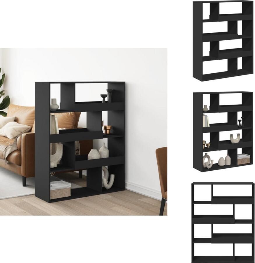 VidaXL Kamerscherm Kamerschermen Scheidingswand Kamerverdeler Kamerscherm 100x33x125 5 cm bewerkt hout zwart