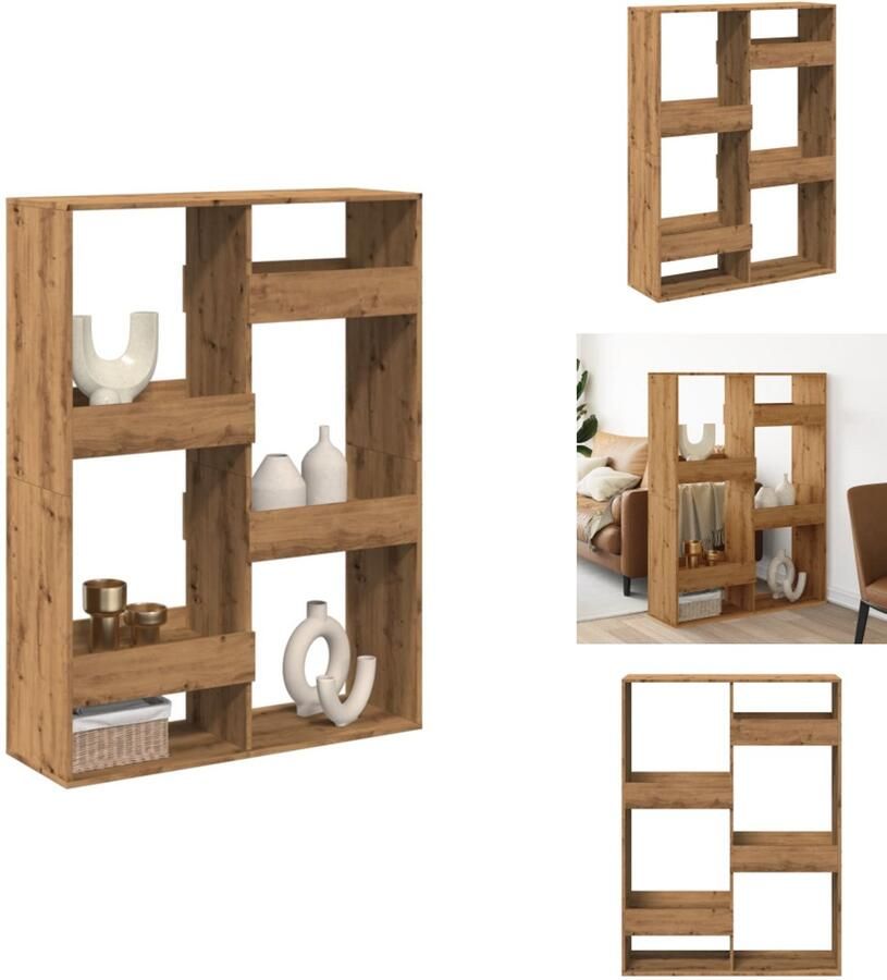 VidaXL Kamerscherm Kamerschermen Scheidingswand Kamerverdeler Kamerscherm 100x33x135 cm bewerkt hout artisanaal eikenkleur