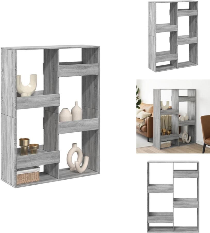 VidaXL Kamerscherm Kamerschermen Scheidingswand Kamerverdeler kamerscherm 100x33x135 cm bewerkt hout grijs sonoma eiken