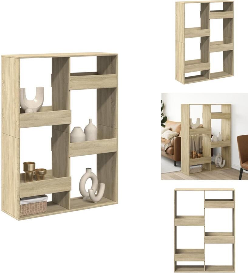 VidaXL Kamerscherm Kamerschermen Scheidingswand Kamerverdeler Kamerscherm 100x33x135 cm bewerkt hout sonoma eikenkleurig