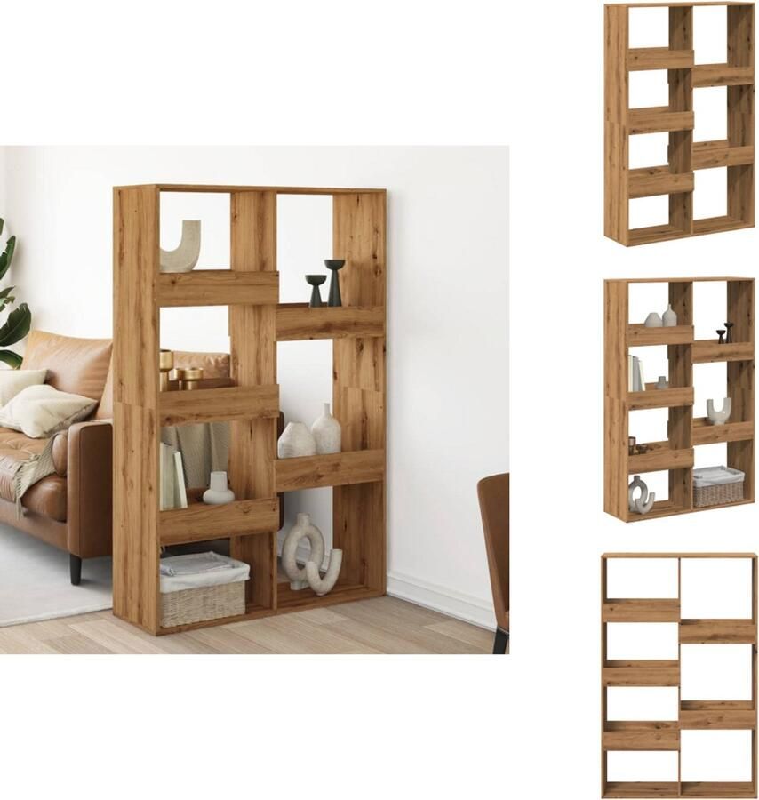 VidaXL Kamerscherm Kamerschermen Scheidingswand Kamerverdeler Kamerscherm 100x33x155 5 cm bewerkt hout artisanaal eikenkleur