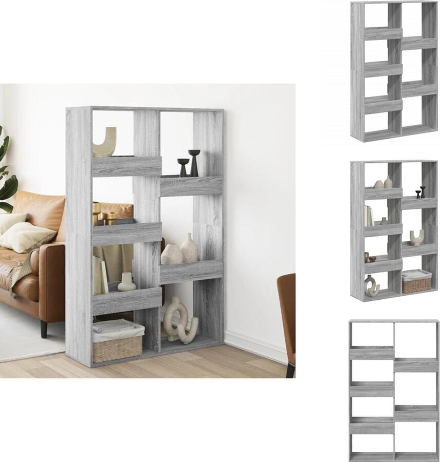 VidaXL Kamerscherm Kamerschermen Scheidingswand Kamerverdeler kamerscherm 100x33x155 5 cm bewerkt hout grijs sonoma eiken
