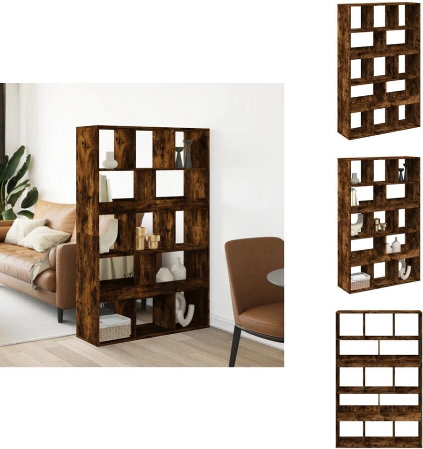 VidaXL Kamerscherm Kamerschermen Scheidingswand Kamerverdeler kamerscherm 100x33x156 5 cm bewerkt hout gerookt eikenkleurig - Foto 2