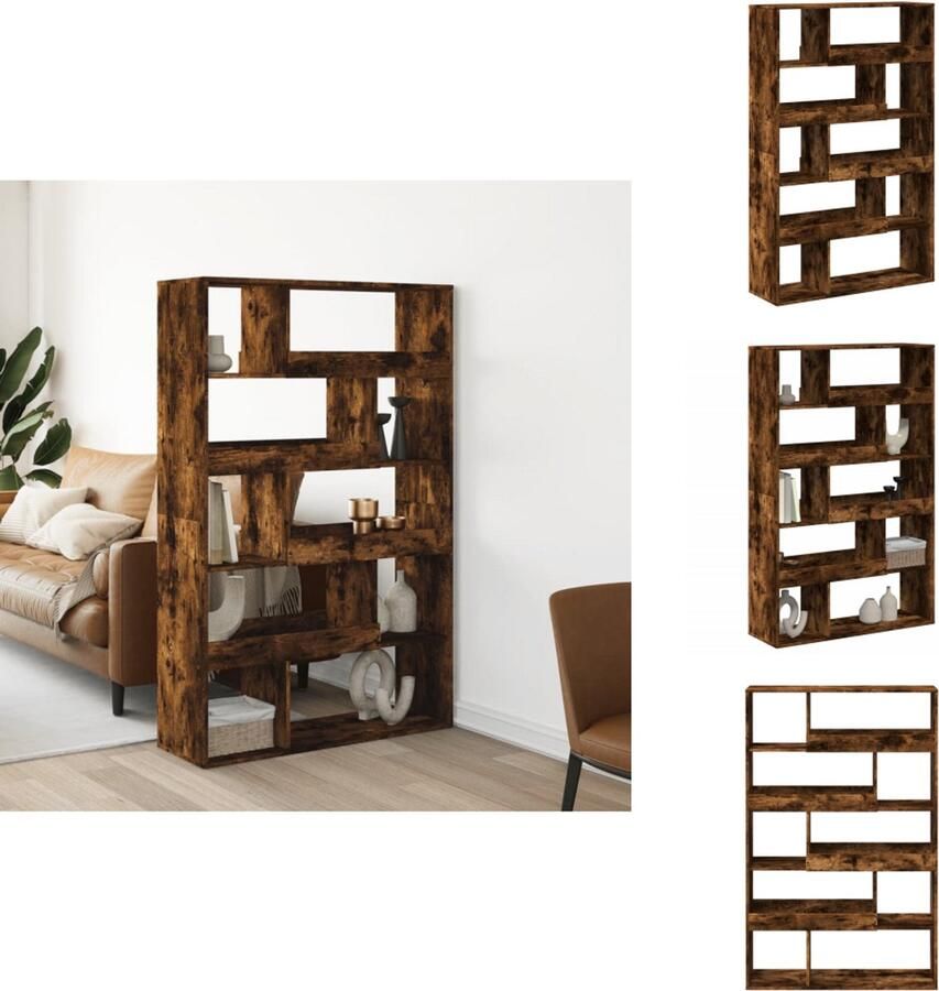 VidaXL Kamerscherm Kamerschermen Scheidingswand Kamerverdeler kamerscherm 100x33x156 5 cm bewerkt hout gerookt eikenkleurig