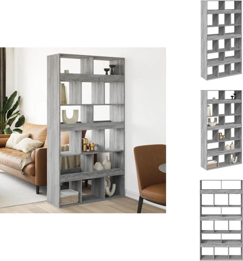 VidaXL Boekenkast 100x33x187 5 cm bewerkt hout grijs sonoma eikenkleur