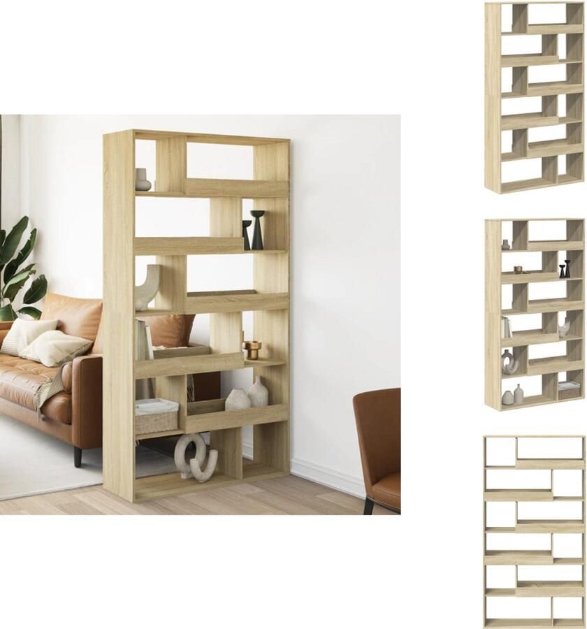 VidaXL Kamerscherm Kamerschermen Scheidingswand Kamerverdeler Kamerscherm 100x33x187 5 cm bewerkt hout sonoma eikenkleurig