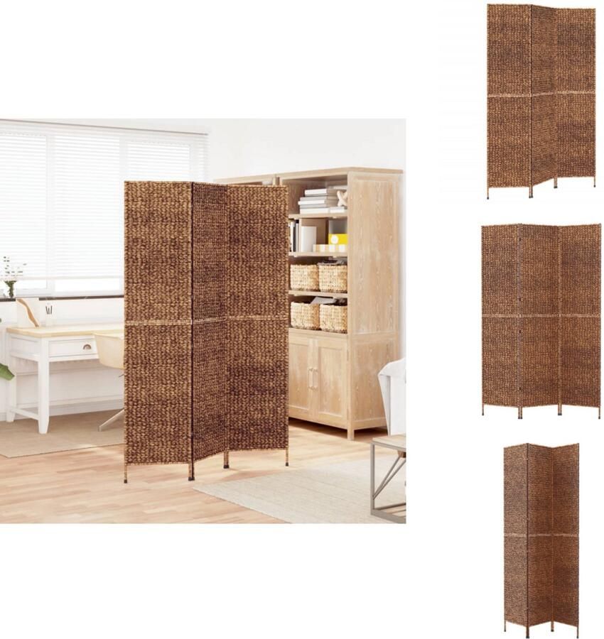 VidaXL Kamerscherm Kamerschermen Scheidingswand Kamerverdeler Kamerscherm met 3 panelen 122x180 cm waterhyacint bruin