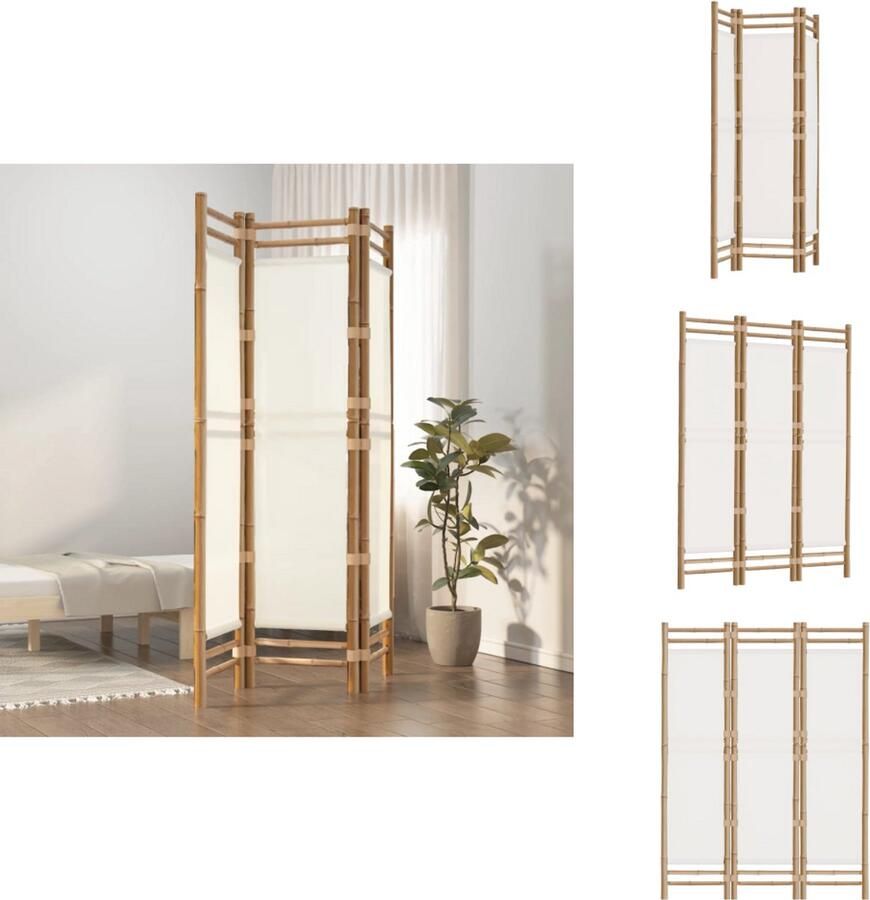 VidaXL Kamerscherm Kamerschermen Scheidingswand Ruimteverdeler Kamerscherm 3-panelen inklapbaar 120 cm bamboe en canvas