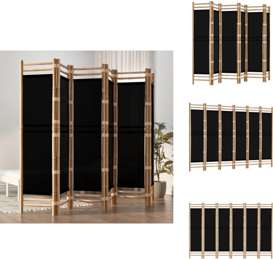 VidaXL Kamerscherm Kamerschermen Scheidingswand Ruimteverdeler Kamerscherm 6-panelen inklapbaar 240 cm bamboe en canvas