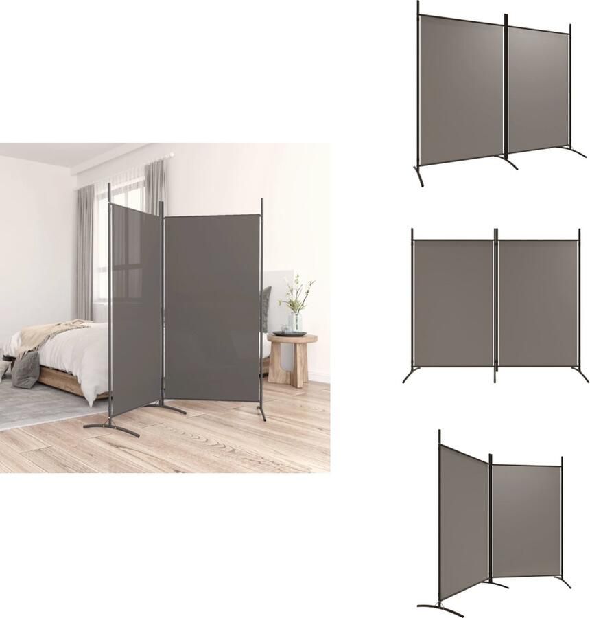 VidaXL Kamerscherm Kamerschermen Scheidingswand Ruimteverdeler Kamerscherm met 2 panelen 175x180 cm stof antracietkleurig