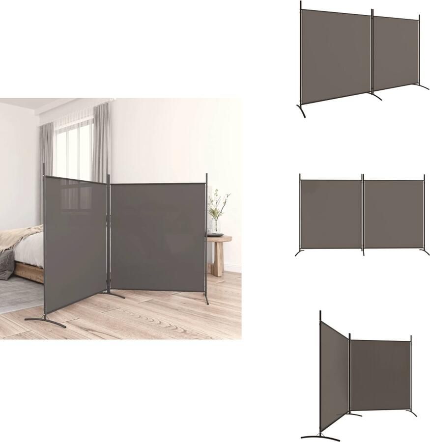VidaXL Kamerscherm Kamerschermen Scheidingswand Ruimteverdeler Kamerscherm met 2 panelen 346x180 cm stof antracietkleurig