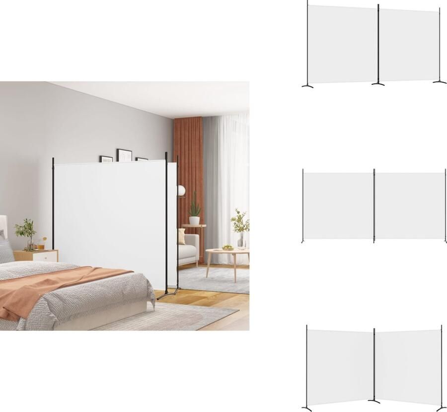 VidaXL Kamerscherm Kamerschermen Scheidingswand Ruimteverdeler Kamerscherm met 2 panelen 348x180 cm stof wit