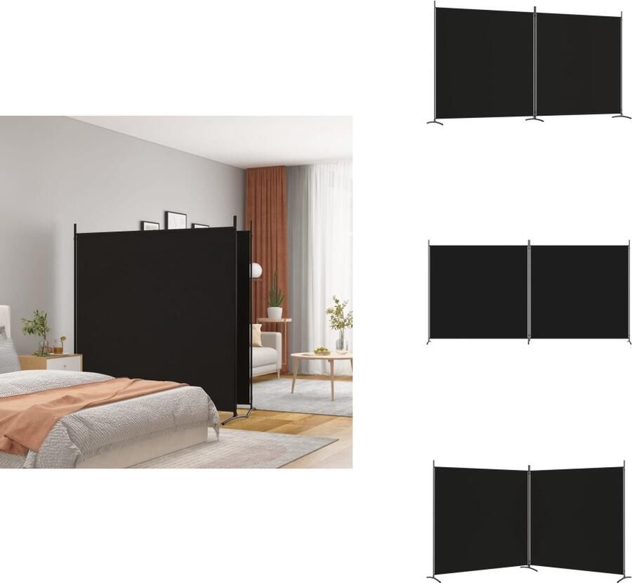 VidaXL Kamerscherm Kamerschermen Scheidingswand Ruimteverdeler Kamerscherm met 2 panelen 348x180 cm stof zwart
