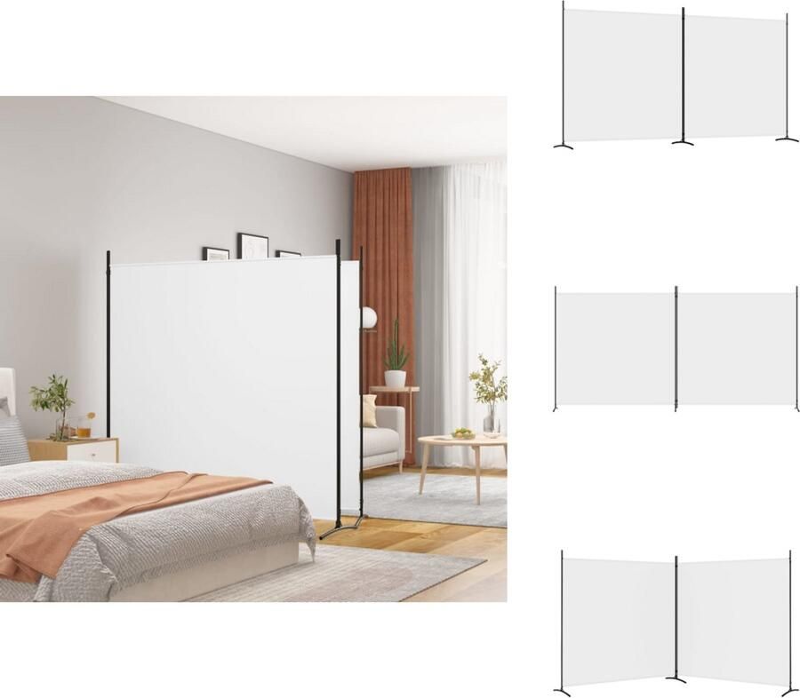 VidaXL Kamerscherm Kamerschermen Scheidingswand Ruimteverdeler Kamerscherm met 2 panelen 348x180 cm stof wit - Foto 2