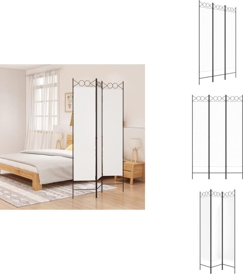 VidaXL Kamerscherm Kamerschermen Scheidingswand Ruimteverdeler Kamerscherm met 3 panelen 120x200 cm stof wit