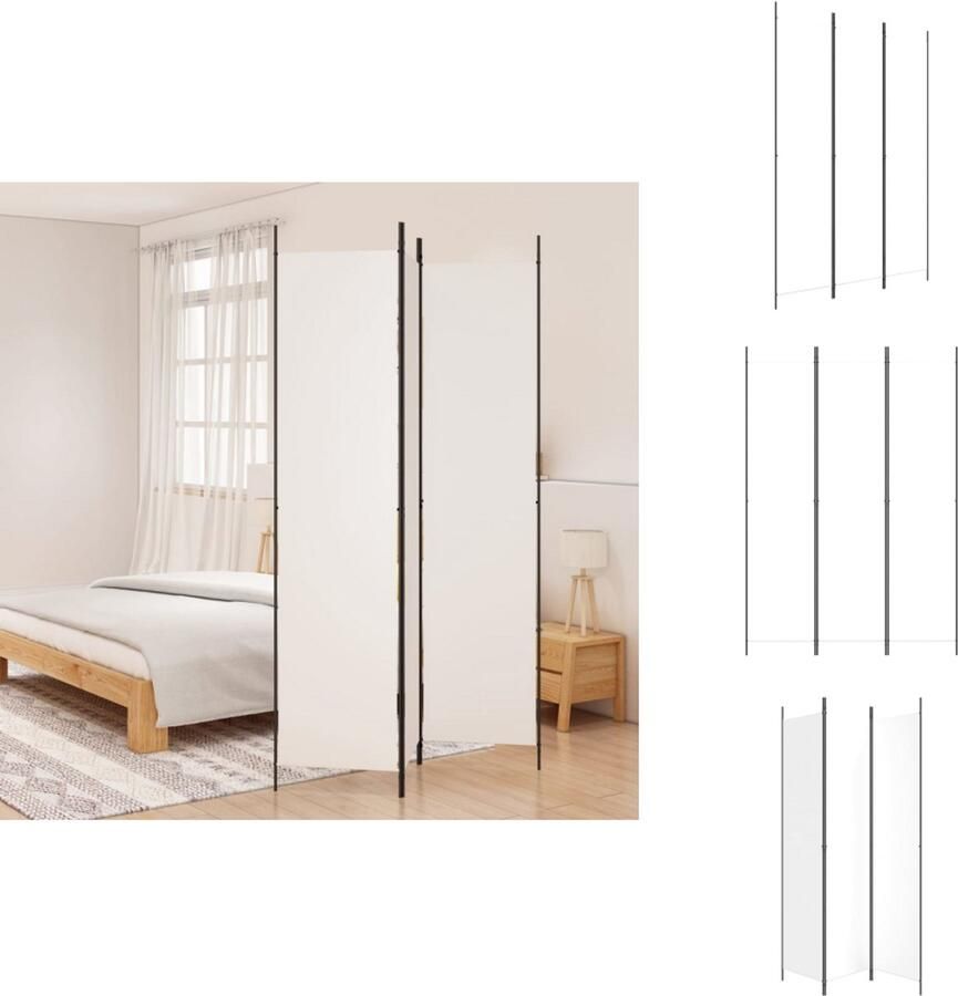 VidaXL Kamerscherm Kamerschermen Scheidingswand Ruimteverdeler Kamerscherm met 3 panelen 150x220 cm stof wit
