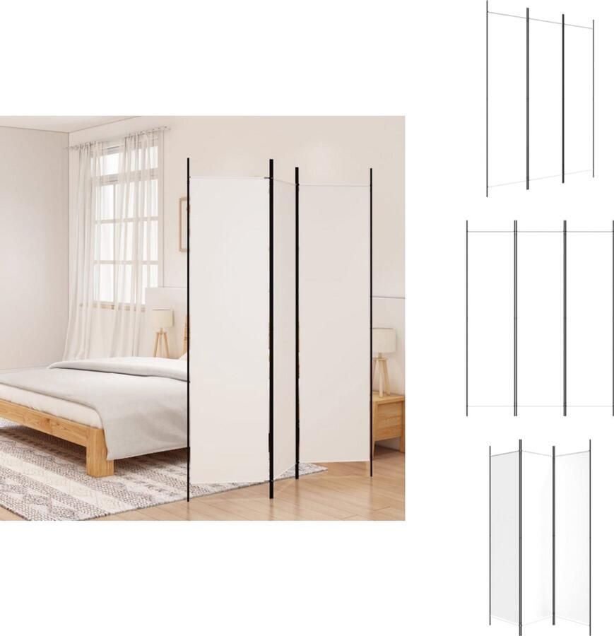 VidaXL Kamerscherm Kamerschermen Scheidingswand Ruimteverdeler Kamerscherm met 3 panelen 150x200 cm stof wit