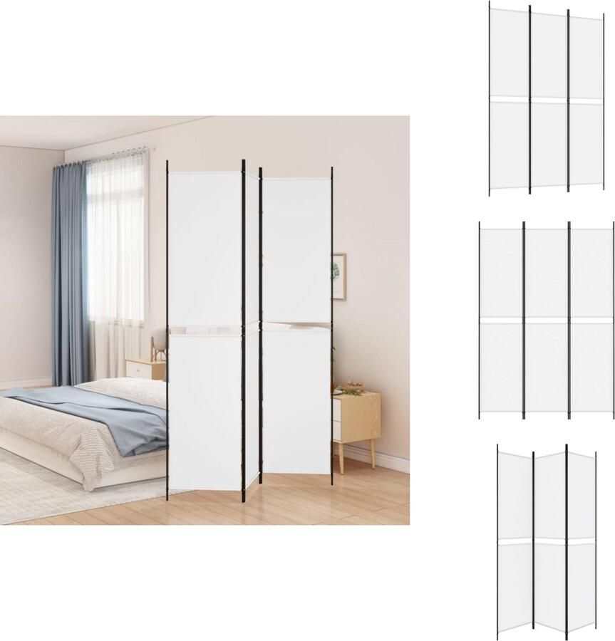 VidaXL Kamerscherm Kamerschermen Scheidingswand Ruimteverdeler Kamerscherm met 3 panelen 150x220 cm stof wit
