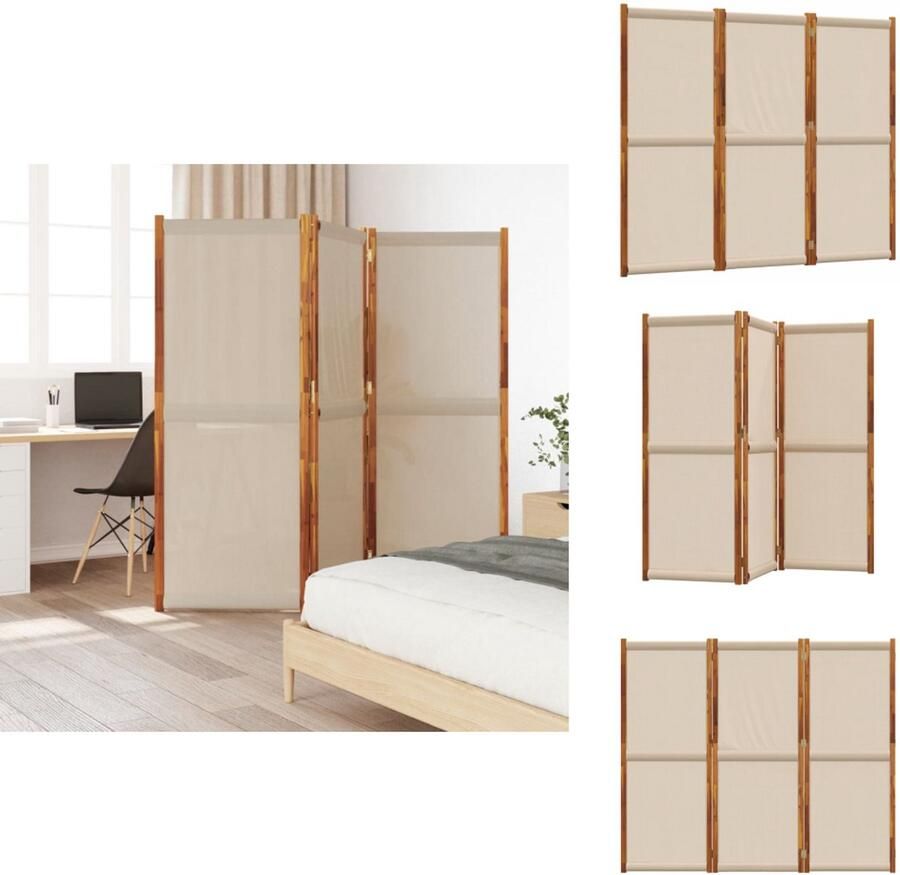VidaXL Kamerscherm Kamerschermen Scheidingswand Ruimteverdeler Kamerscherm met 3 panelen 210x180 cm taupe
