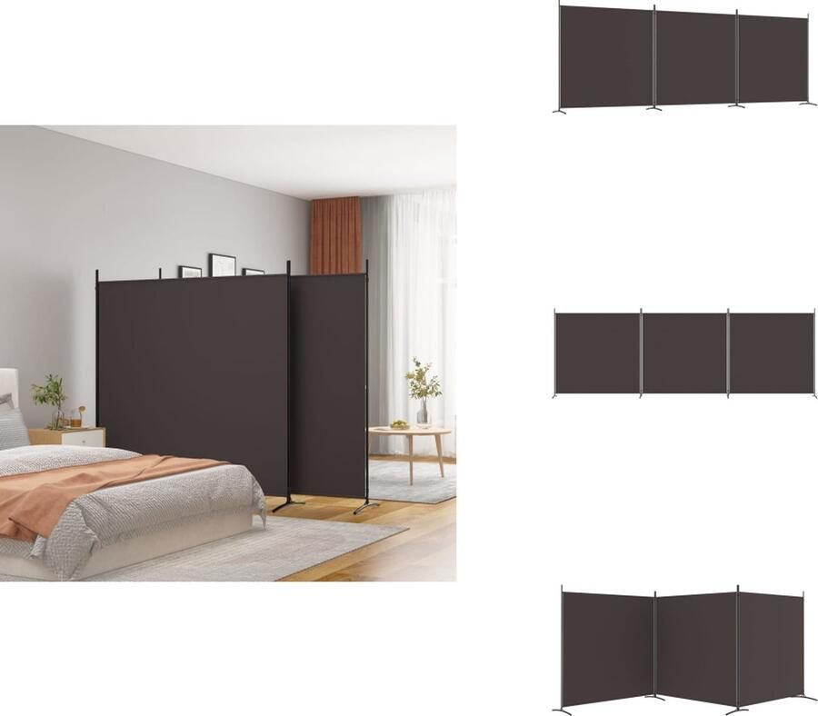 VidaXL Kamerscherm Bruin Kamerscherm Afmetingen- 525 x 180 cm (B x H) Ken- Inklapbaar en Duurzaam Materiaal Kamerscherm