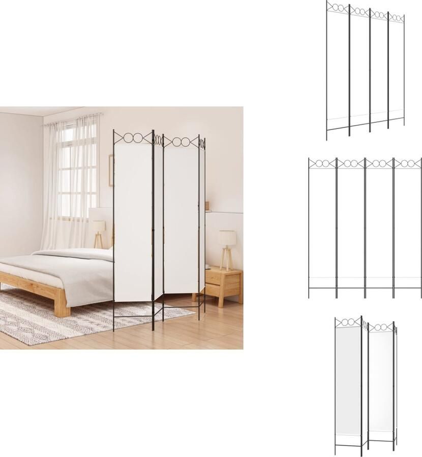 VidaXL Kamerscherm Kamerschermen Scheidingswand Ruimteverdeler Kamerscherm met 4 panelen 160x200 cm stof wit